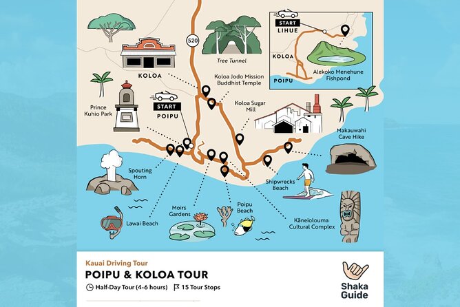Kauai Poipu and Koloa Town Self-Guided Audio Tour - Your driving day in Poipu: heiau, gardens, blowhole energy, and beaches